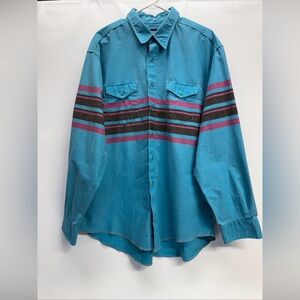 Vintage Wrangler Brushpopper Shirt 18-36 Men Striped Western USA X Long Tail 90s